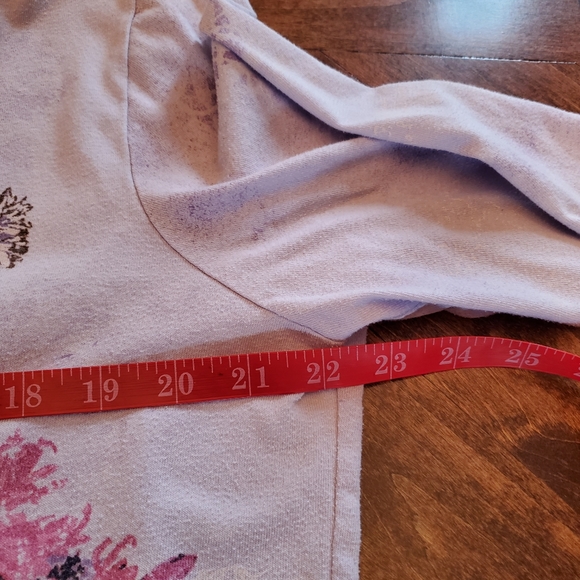 Basic Editions Purple T-Shirt Top with Birds & Flowers - Picture 4 of 16